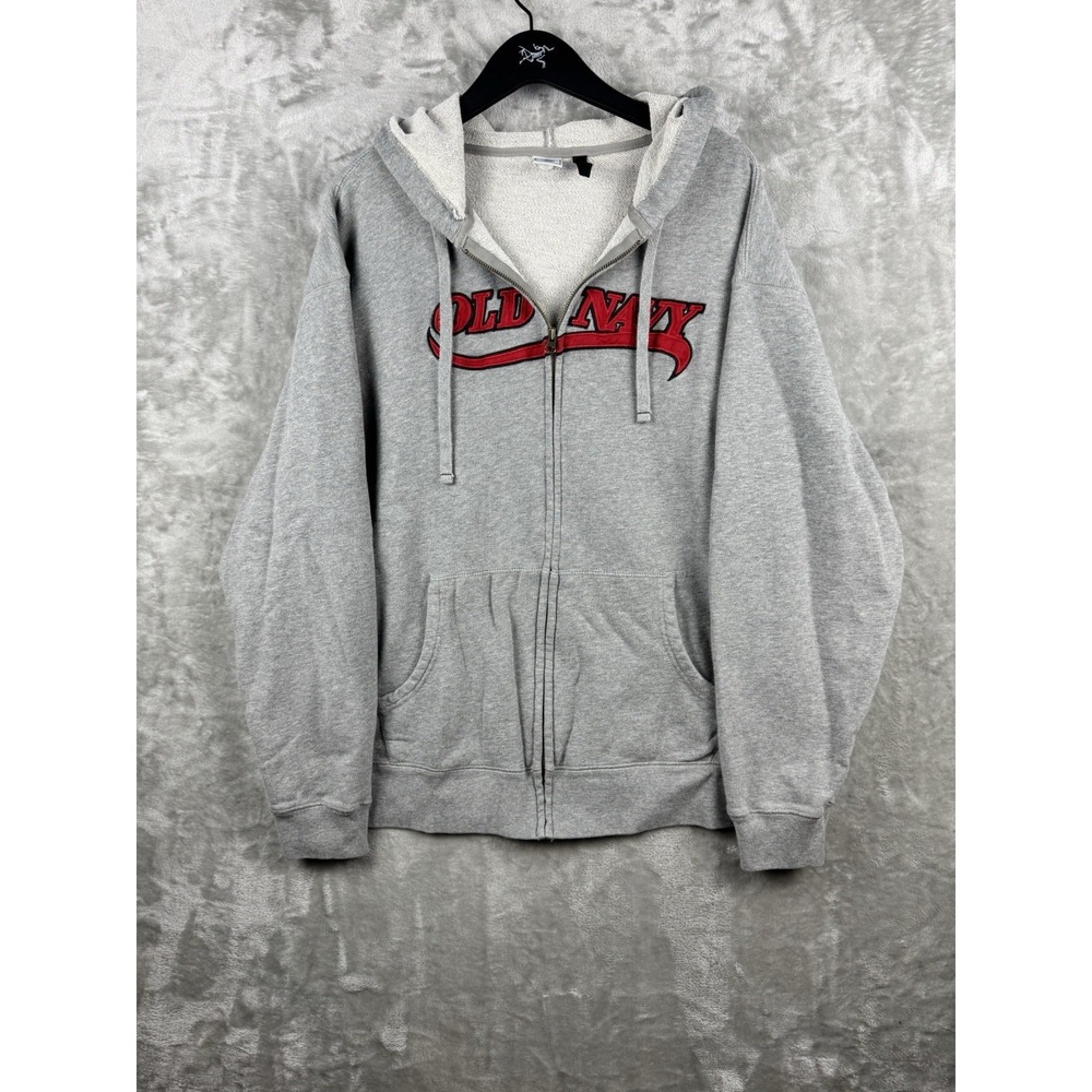 Vintage Old Navy Fleece Zip Up Hoodie‎ Embroidered Logo Mens XL Y2K Skater - Picture 2 of 11